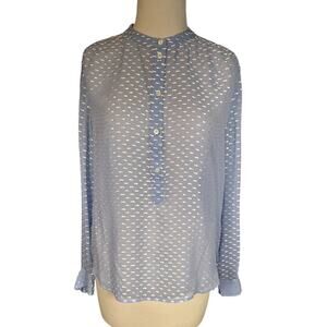 J.Crew Silk Blouse Size 4 – Dotted Sheer Long Sleeve 3/4 Button Down Top